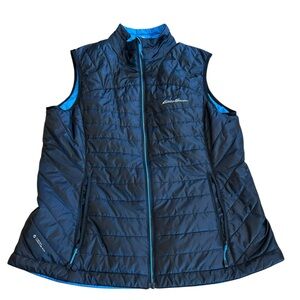 Eddie Bauer Reversible Quilted Vest Blue/Black Size Large